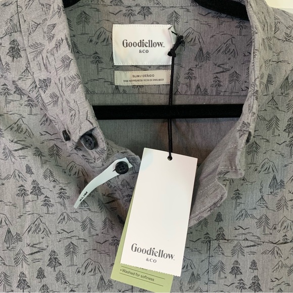 NWT Goodfellow & Co Men’s Long Sleeve Button-Down Grey Shirt, size L Slim Fit - Picture 2 of 9
